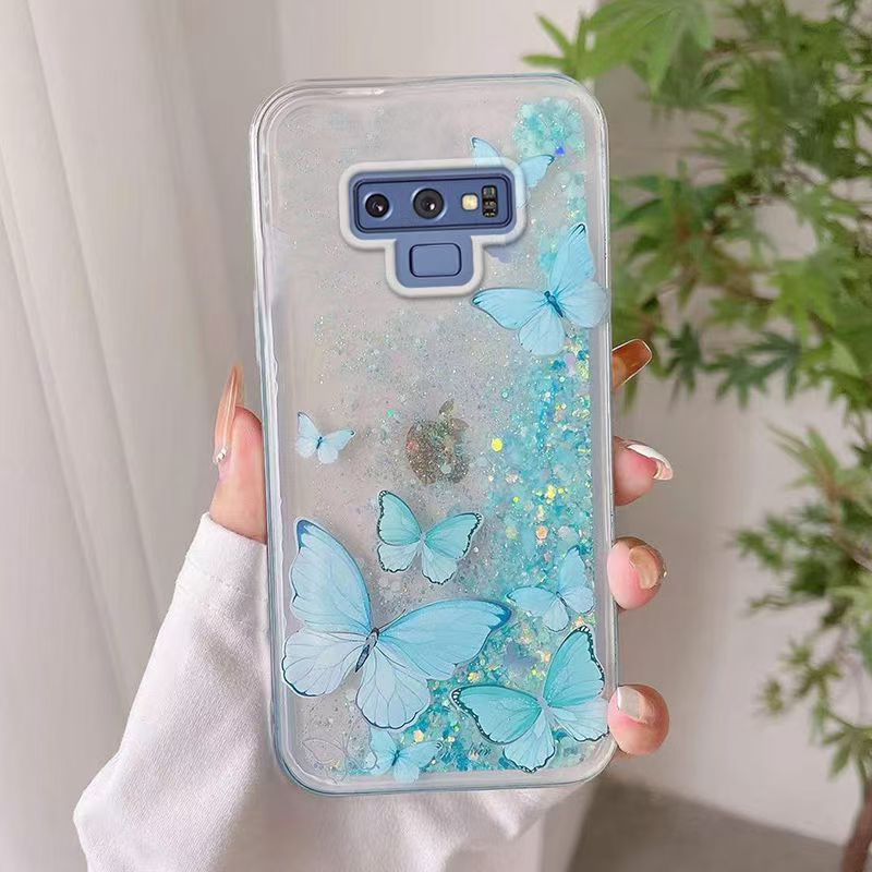 Phone Case for Samsung Galaxy Note 9 , Butterfly Night Glow Sand Soft Silicone Anti-Drop Protective Cover