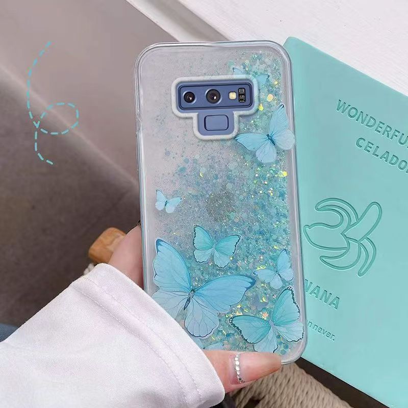 Phone Case for Samsung Galaxy Note 9 , Butterfly Night Glow Sand Soft Silicone Anti-Drop Protective Cover