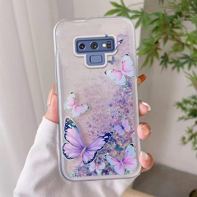 Phone Case for Samsung Galaxy Note 9 , Butterfly Night Glow Sand Soft Silicone Anti-Drop Protective Cover