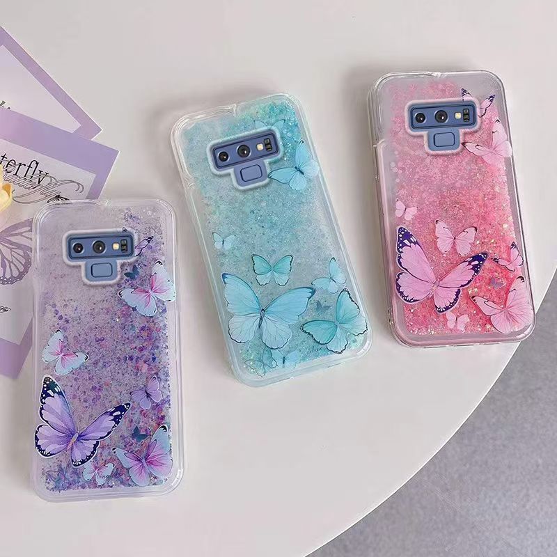 Phone Case for Samsung Galaxy Note 9 , Butterfly Night Glow Sand Soft Silicone Anti-Drop Protective Cover