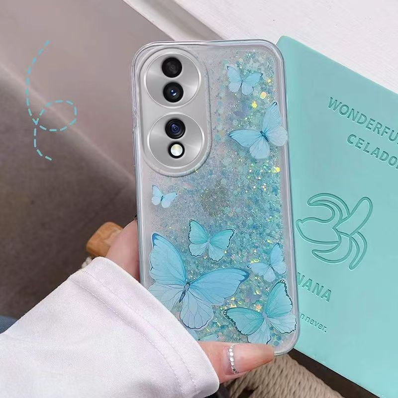 Phone Case For Honor 70, Butterfly Night Glow Sand Soft Silicone Anti-Drop Protective Cover