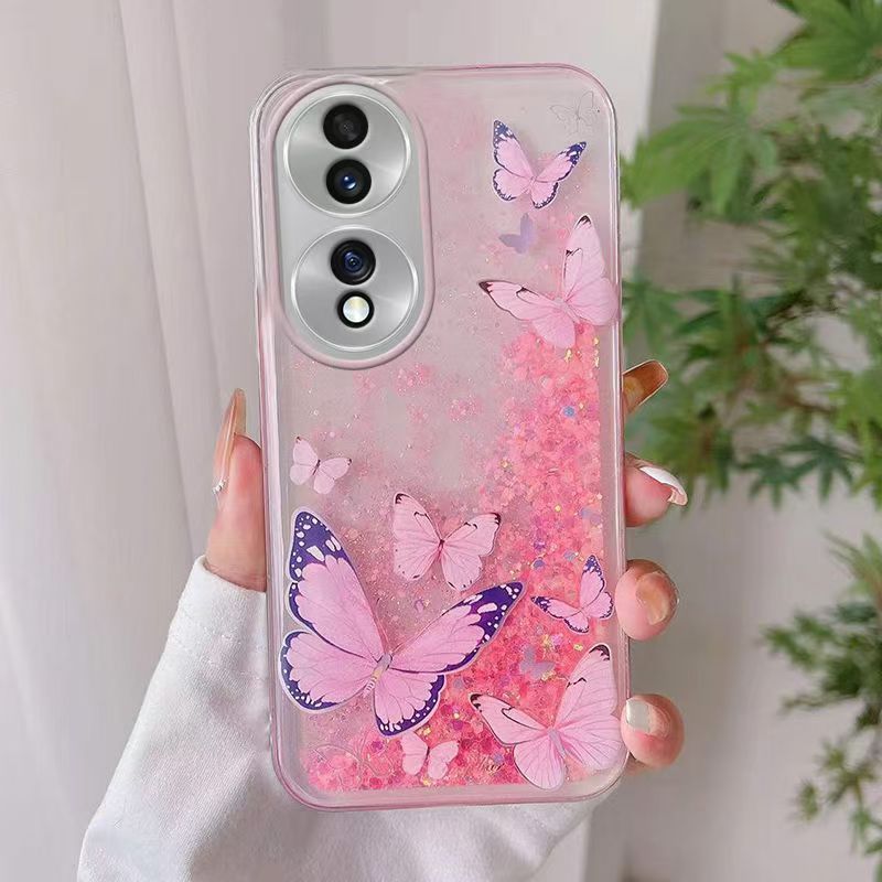 Phone Case For Honor 70, Butterfly Night Glow Sand Soft Silicone Anti-Drop Protective Cover