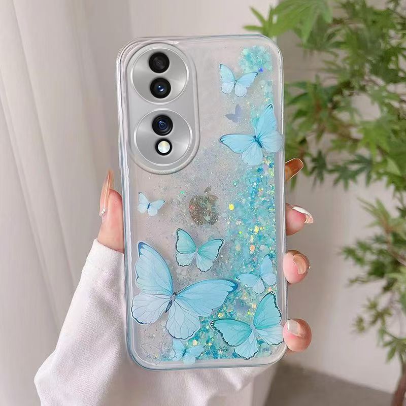 Phone Case For Honor 70, Butterfly Night Glow Sand Soft Silicone Anti-Drop Protective Cover