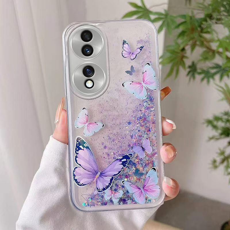 Phone Case For Honor 70, Butterfly Night Glow Sand Soft Silicone Anti-Drop Protective Cover