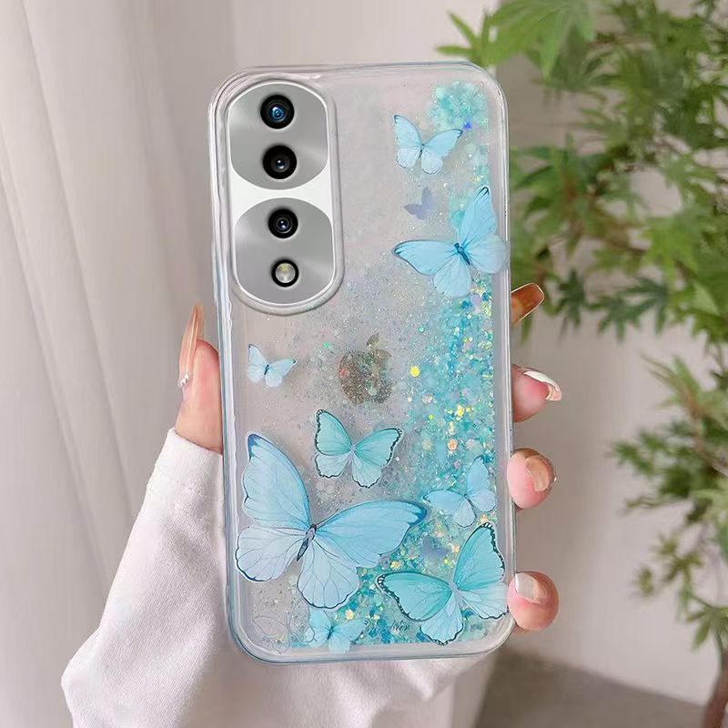 Phone Case For Honor 70 Pro, Butterfly Night Glow Sand Soft Silicone Anti-Drop Protective Cover