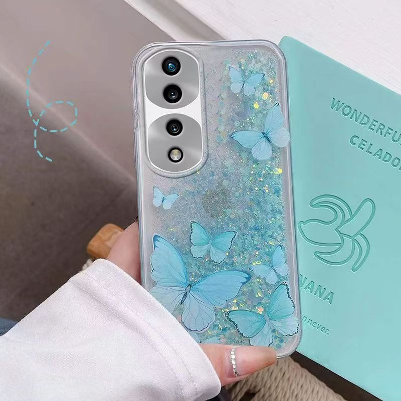 Phone Case For Honor 70 Pro, Butterfly Night Glow Sand Soft Silicone Anti-Drop Protective Cover