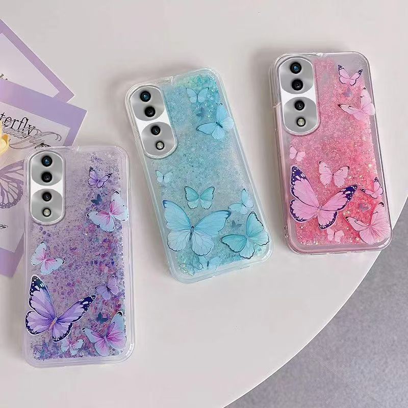 Phone Case For Honor 70 Pro, Butterfly Night Glow Sand Soft Silicone Anti-Drop Protective Cover