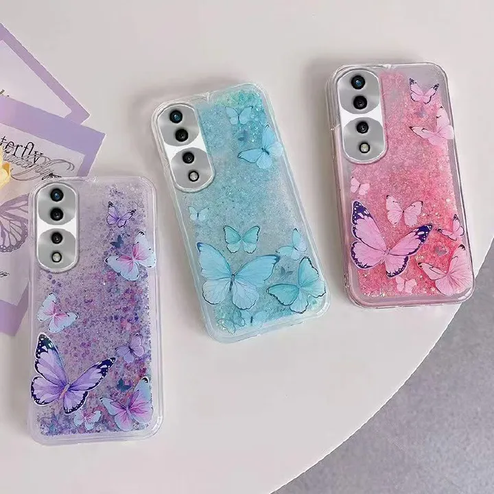 Phone Case For Honor 70 Pro, Butterfly Night Glow Sand Soft Silicone Anti-Drop Protective Cover