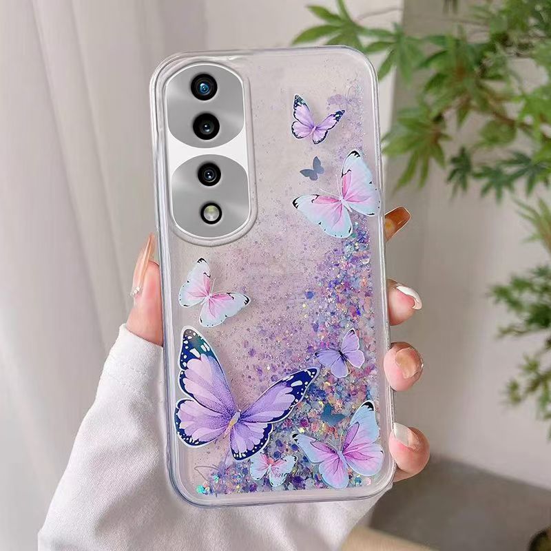 Phone Case For Honor 70 Pro, Butterfly Night Glow Sand Soft Silicone Anti-Drop Protective Cover