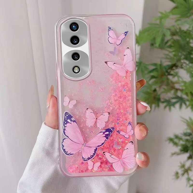 Phone Case For Honor 70 Pro, Butterfly Night Glow Sand Soft Silicone Anti-Drop Protective Cover
