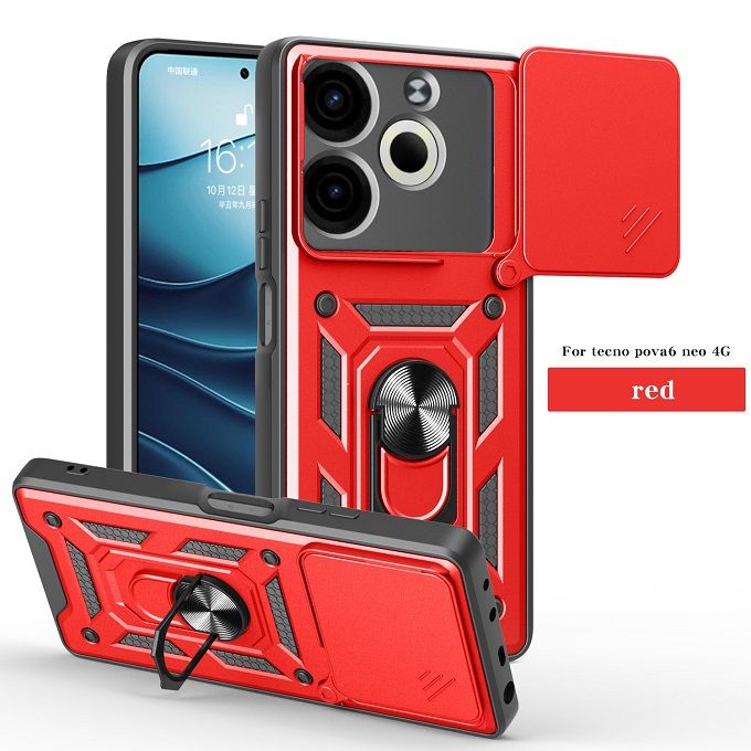 Luxury Phone Case The Camera Lens Cover For Tecno Pova 6 Neo 4G Shockproof Bumper Cover vehicle-mounted Magnetic Kickstand Case