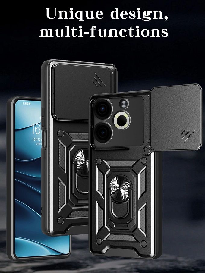 Luxury Phone Case The Camera Lens Cover For Tecno Pova 6 Neo 4G Shockproof Bumper Cover vehicle-mounted Magnetic Kickstand Case