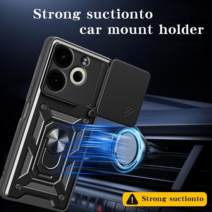 Luxury Phone Case The Camera Lens Cover For Tecno Pova 6 Neo 4G Shockproof Bumper Cover vehicle-mounted Magnetic Kickstand Case