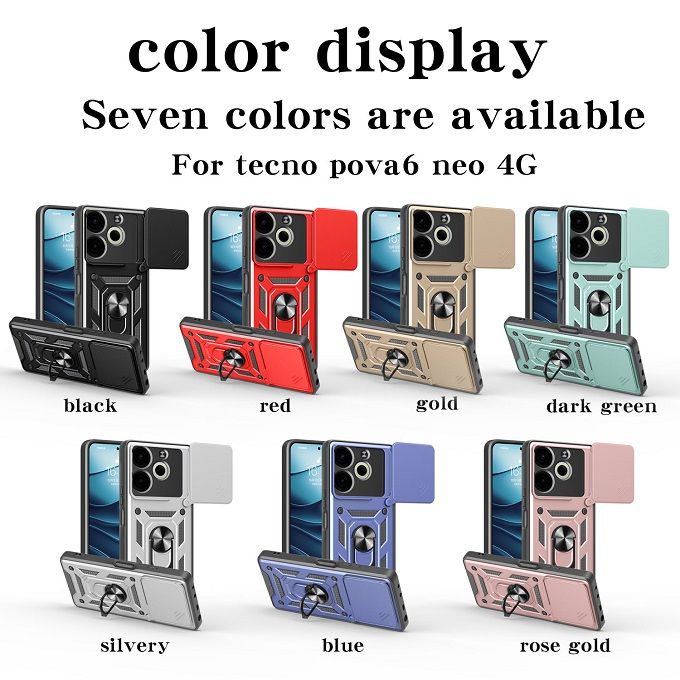 Luxury Phone Case The Camera Lens Cover For Tecno Pova 6 Neo 4G Shockproof Bumper Cover vehicle-mounted Magnetic Kickstand Case