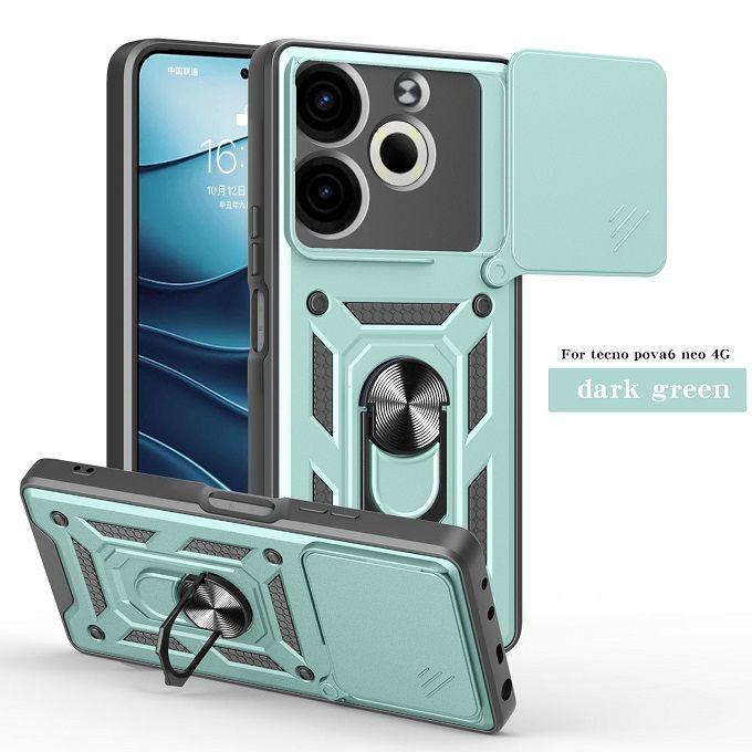 Luxury Phone Case The Camera Lens Cover For Tecno Pova 6 Neo 4G Shockproof Bumper Cover vehicle-mounted Magnetic Kickstand Case