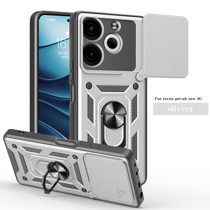 Luxury Phone Case The Camera Lens Cover For Tecno Pova 6 Neo 4G Shockproof Bumper Cover vehicle-mounted Magnetic Kickstand Case