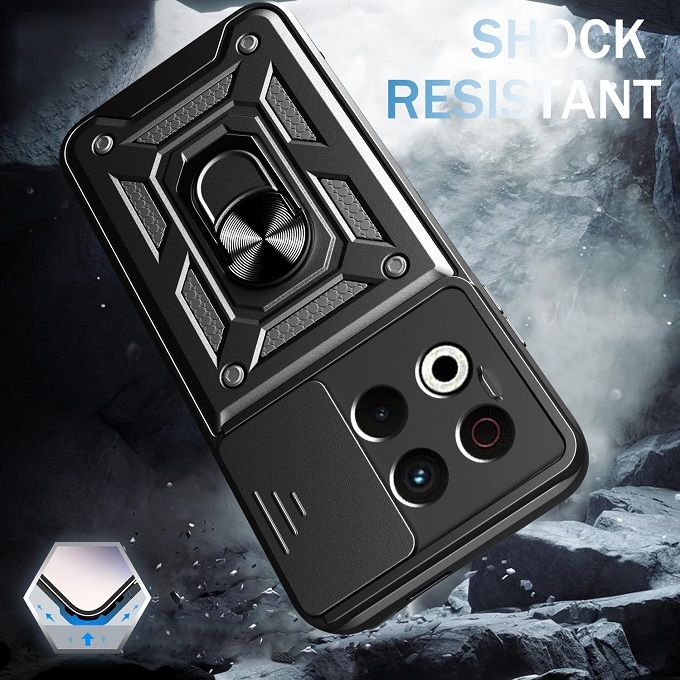 Luxury Slide Camera Lens Case For Tecno Spark 30 Pro 4G Shockproof Bumper Cover vehicle-mounted Magnetic Kickstand Cover