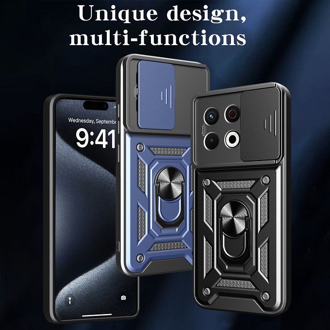 Luxury Slide Camera Lens Case For Tecno Spark 30 Pro 4G Shockproof Bumper Cover vehicle-mounted Magnetic Kickstand Cover