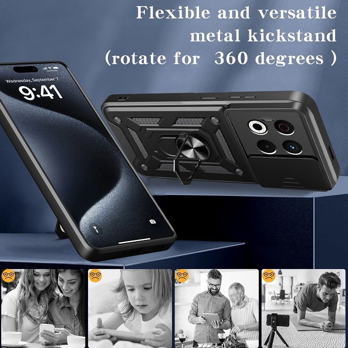 Luxury Slide Camera Lens Case For Tecno Spark 30 Pro 4G Shockproof Bumper Cover vehicle-mounted Magnetic Kickstand Cover