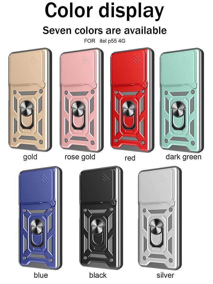 Luxury Phone Case The Camera Lens Cover For itel P55 4G Shockproof Bumper Cover vehicle-mounted Magnetic Kickstand Case