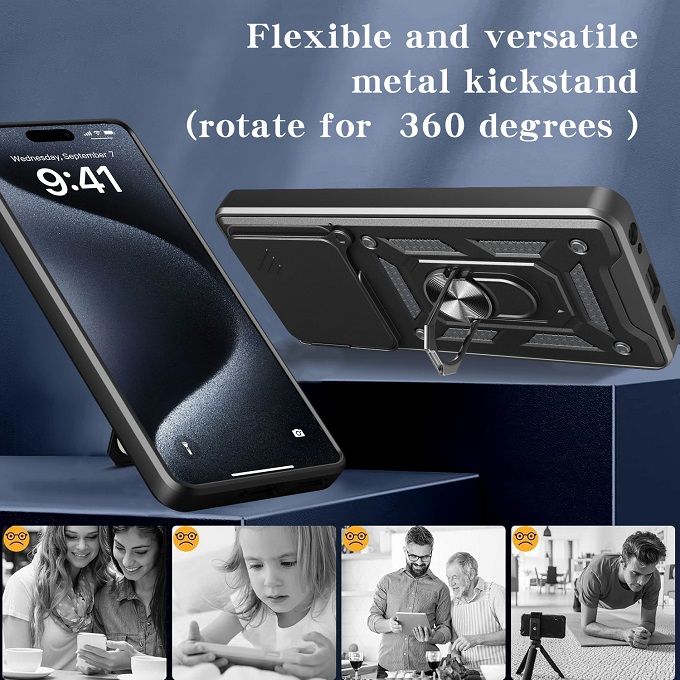 Luxury Phone Case The Camera Lens Cover For itel P55 4G Shockproof Bumper Cover vehicle-mounted Magnetic Kickstand Case