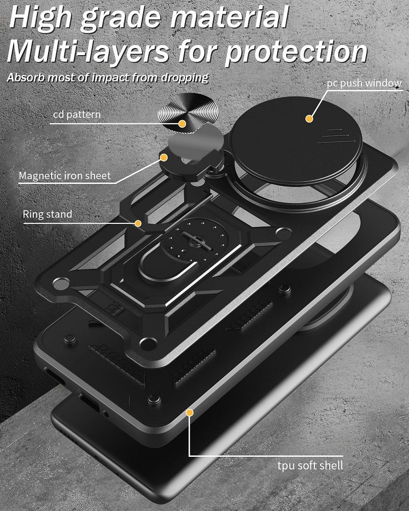 Luxury Phone Case The Camera Lens Cover For Xiaomi Redmi Note 14 Pro Plus 5G vehicle-mounted Magnetic Kickstand Shockproof Cover