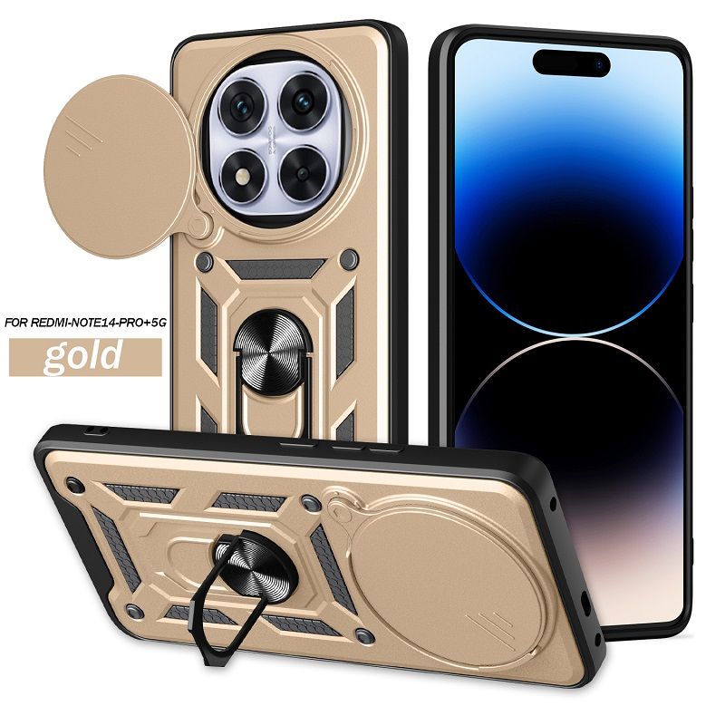 Luxury Phone Case The Camera Lens Cover For Xiaomi Redmi Note 14 Pro Plus 5G vehicle-mounted Magnetic Kickstand Shockproof Cover