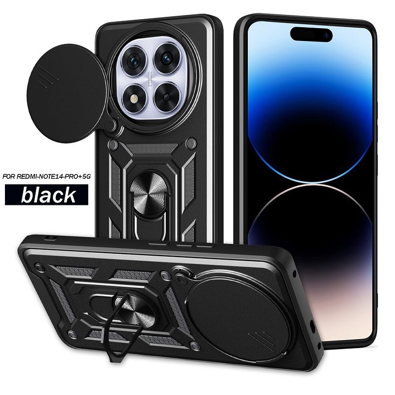 Luxury Phone Case The Camera Lens Cover For Xiaomi Redmi Note 14 Pro Plus 5G vehicle-mounted Magnetic Kickstand Shockproof Cover