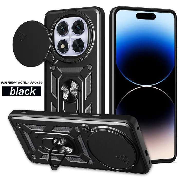 Luxury Phone Case The Camera Lens Cover For Xiaomi Redmi Note 14 Pro Plus 5G vehicle-mounted Magnetic Kickstand Shockproof Cover