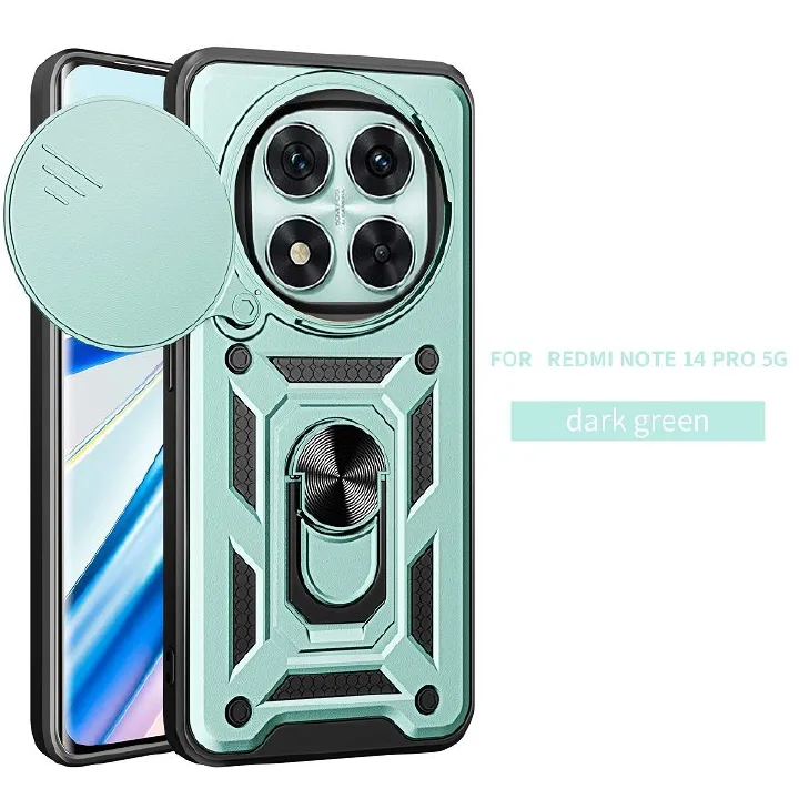 Luxury Phone Case The Camera Lens Cover For Xiaomi Redmi Note 14 Pro (5G) vehicle-mounted Magnetic Kickstand Shockproof Bumper Case