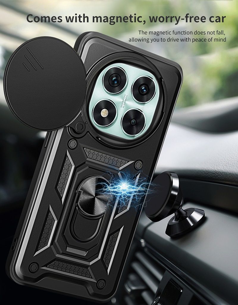 Luxury Phone Case The Camera Lens Cover For Xiaomi Redmi Note 14 Pro (5G) vehicle-mounted Magnetic Kickstand Shockproof Bumper Case