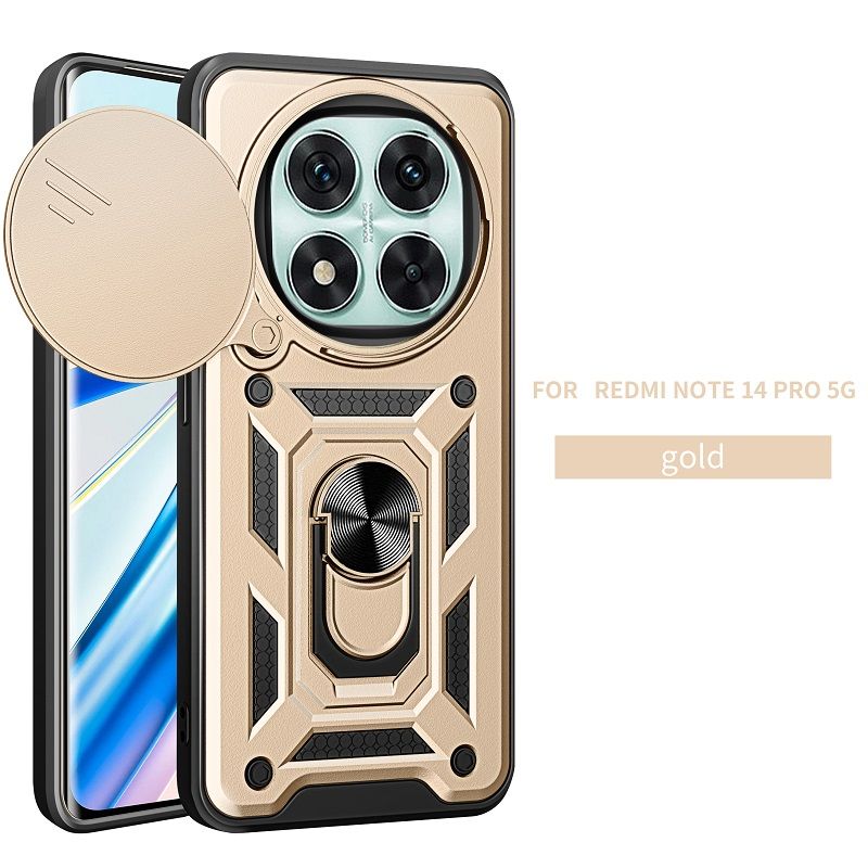 Luxury Phone Case The Camera Lens Cover For Xiaomi Redmi Note 14 Pro (5G) vehicle-mounted Magnetic Kickstand Shockproof Bumper Case