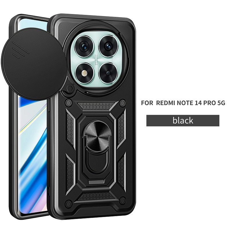 Luxury Phone Case The Camera Lens Cover For Xiaomi Redmi Note 14 Pro (5G) vehicle-mounted Magnetic Kickstand Shockproof Bumper Case