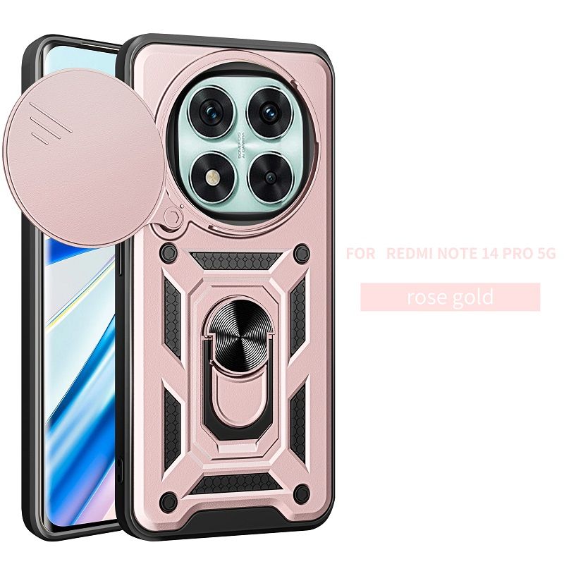 Luxury Phone Case The Camera Lens Cover For Xiaomi Redmi Note 14 Pro (5G) vehicle-mounted Magnetic Kickstand Shockproof Bumper Case