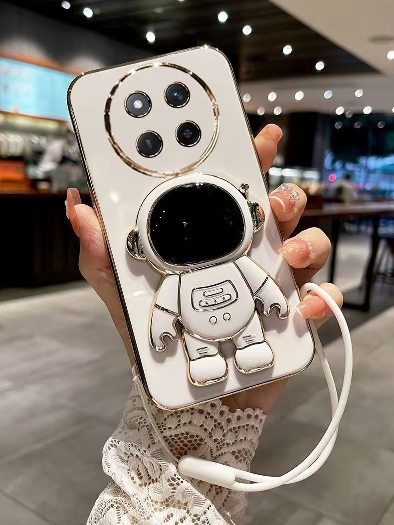 Phone Case for Honor X9C 6.78"/ Honor X60 Pro 6.78" Case Silicone TPU Plating Cover Cute Astronaut Pattern Phone Case with Stand