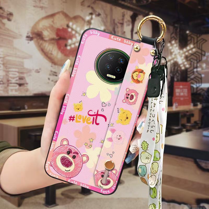Phone Case for infinix Note 7 Cute Fashion Silicona Shockproof Cover with Pop Socket Stand