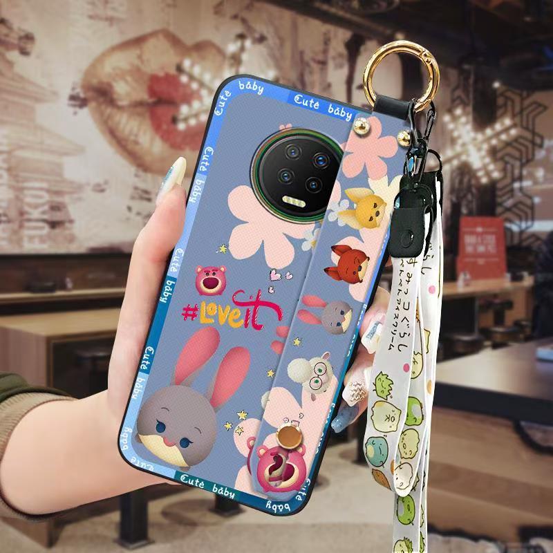 Phone Case for infinix Note 7 Cute Fashion Silicona Shockproof Cover with Pop Socket Stand