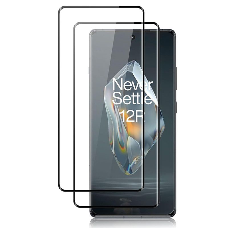 [2-Pack] - 3D Curved Full Coverage for OnePlus 12R Tempered Glass Screen Protector [Fingerprint Unlock] [Anti-scratch] [9H Hardness]
