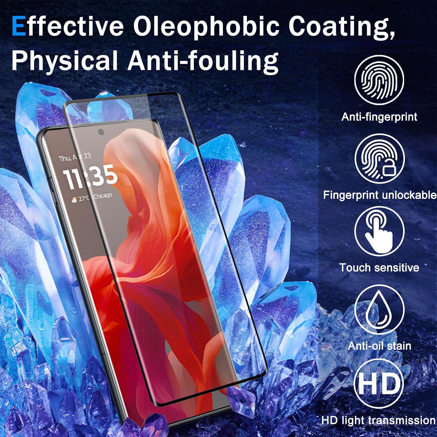 Curved Screen Protector [2 Pieces] for Motorola Moto G85 Tempered Curved Surface Edge Glue HD Curved Full Cover] [Bubble Free] Glass Screen Protector