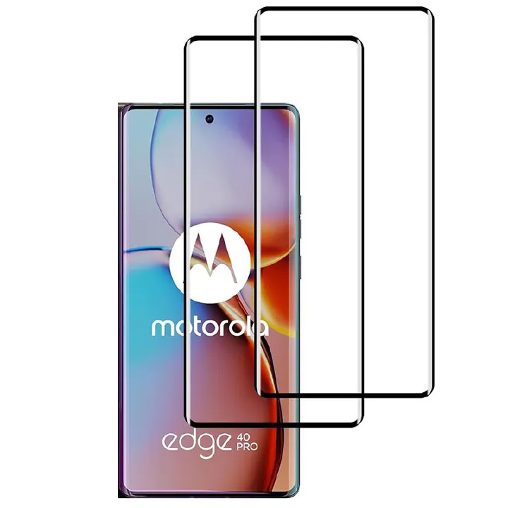 [2 pcs Tempered Glass Screen Protector for Motorola Moto Edge 40 Pro,3D Curved,9H Hardness,Anti-scratch,HD Transparent