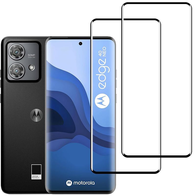 [2 pcs Tempered Glass Screen Protector for Motorola Moto Edge 40 Neo,3D Curved,9H Hardness,Anti-scratch,HD Transparent Protective Film