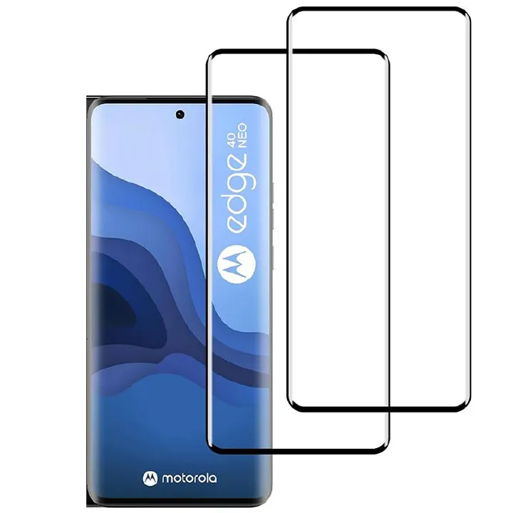 [2 pcs Tempered Glass Screen Protector for Motorola Moto Edge 40 Neo,3D Curved,9H Hardness,Anti-scratch,HD Transparent Protective Film