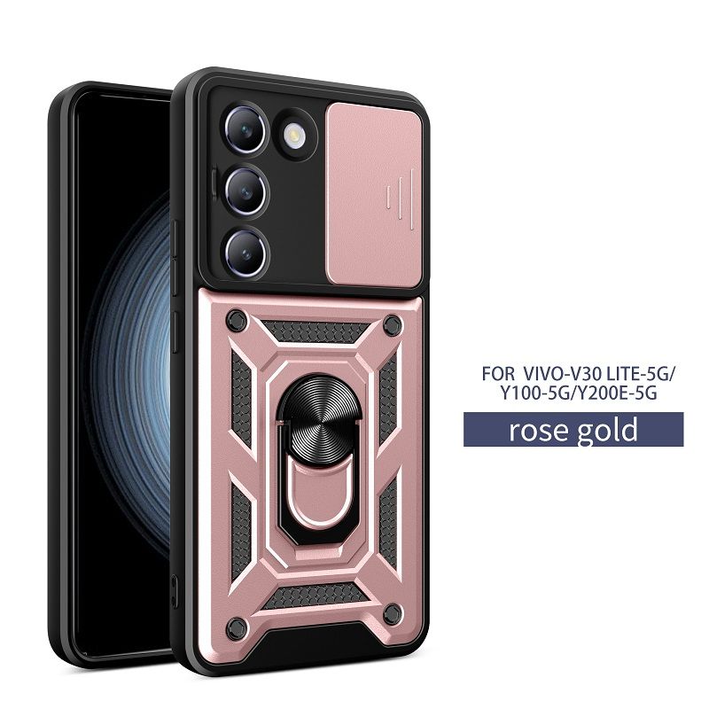 Luxury Slide Camera Lens Case For Vivo V30 Lite 5G/Vivo Y100 5G/ Y200e 5G vehicle-mounted Magnetic Kickstand Bumper Cover