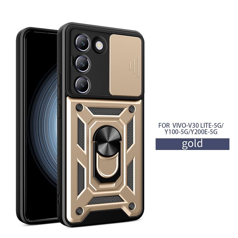 Luxury Slide Camera Lens Case For Vivo V30 Lite 5G/Vivo Y100 5G/ Y200e 5G vehicle-mounted Magnetic Kickstand Bumper Cover
