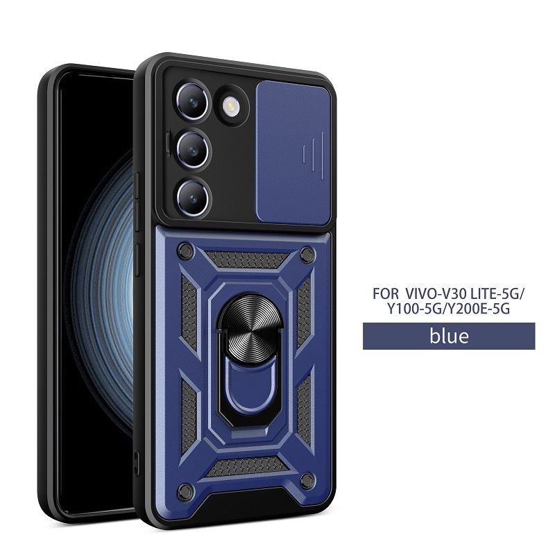 Luxury Slide Camera Lens Case For Vivo V30 Lite 5G/Vivo Y100 5G/ Y200e 5G vehicle-mounted Magnetic Kickstand Bumper Cover