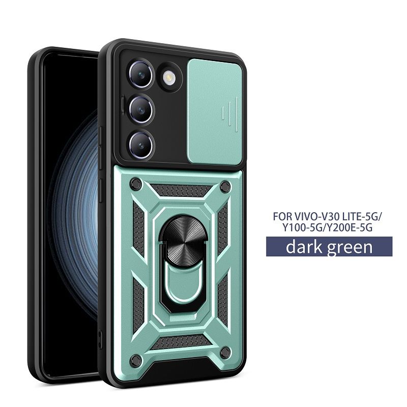 Luxury Slide Camera Lens Case For Vivo V30 Lite 5G/Vivo Y100 5G/ Y200e 5G vehicle-mounted Magnetic Kickstand Bumper Cover