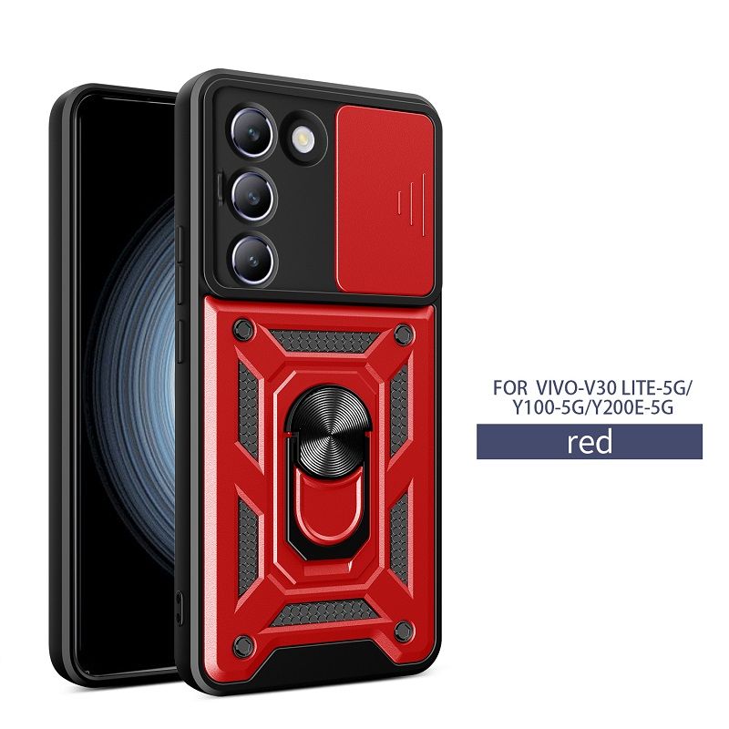 Luxury Slide Camera Lens Case For Vivo V30 Lite 5G/Vivo Y100 5G/ Y200e 5G vehicle-mounted Magnetic Kickstand Bumper Cover