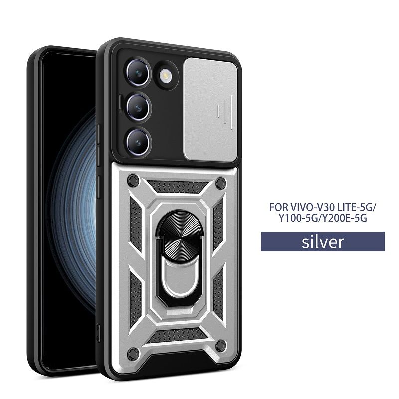 Luxury Slide Camera Lens Case For Vivo V30 Lite 5G/Vivo Y100 5G/ Y200e 5G vehicle-mounted Magnetic Kickstand Bumper Cover