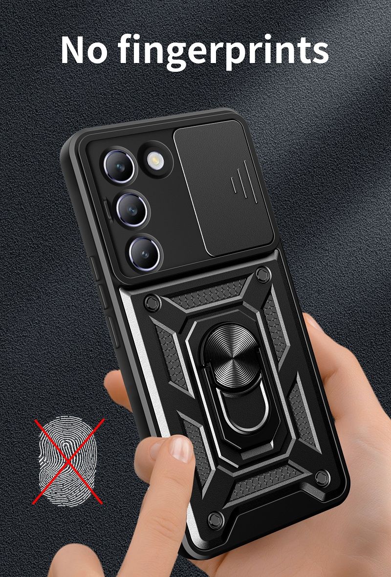 Luxury Slide Camera Lens Case For Vivo V30 Lite 5G/Vivo Y100 5G/ Y200e 5G vehicle-mounted Magnetic Kickstand Bumper Cover