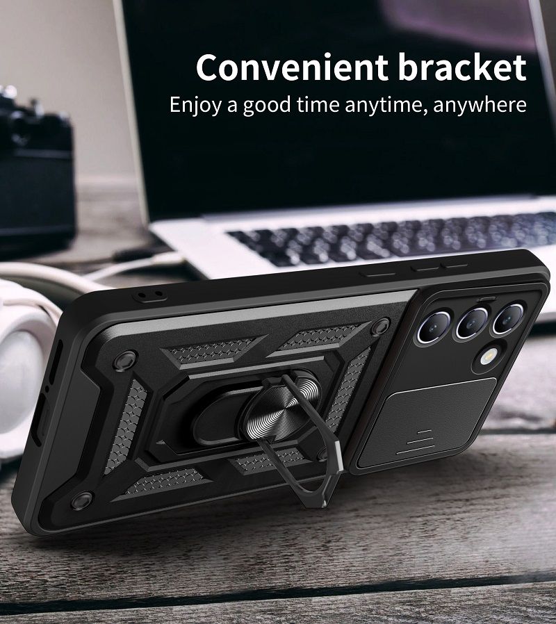 Luxury Slide Camera Lens Case For Vivo V30 Lite 5G/Vivo Y100 5G/ Y200e 5G vehicle-mounted Magnetic Kickstand Bumper Cover